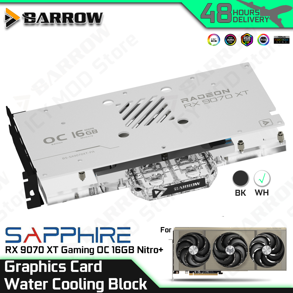 Rx 9070 Xt - บล็อกระบายความร้อนด้วยน้ำสำหรับการ์ดจอ Barrow สำหรับการ์ดจอ SAPPHIRE RX 9070