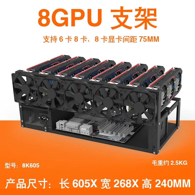 Gpu Mining Rig Frame 8 Gpu - ขาตั้งการ์ดจอ JMZ แบบเปิดโล่งสำหรับการขุดเหมือง โครงสำหรับติดตั้ง GPU 6