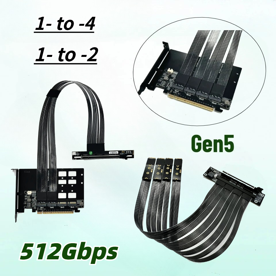 Pcie 5.0 Gpu Riser Cable - PCIe 5.0 X16 4*M.2 NVMe พร้อมสายต่อขยาย