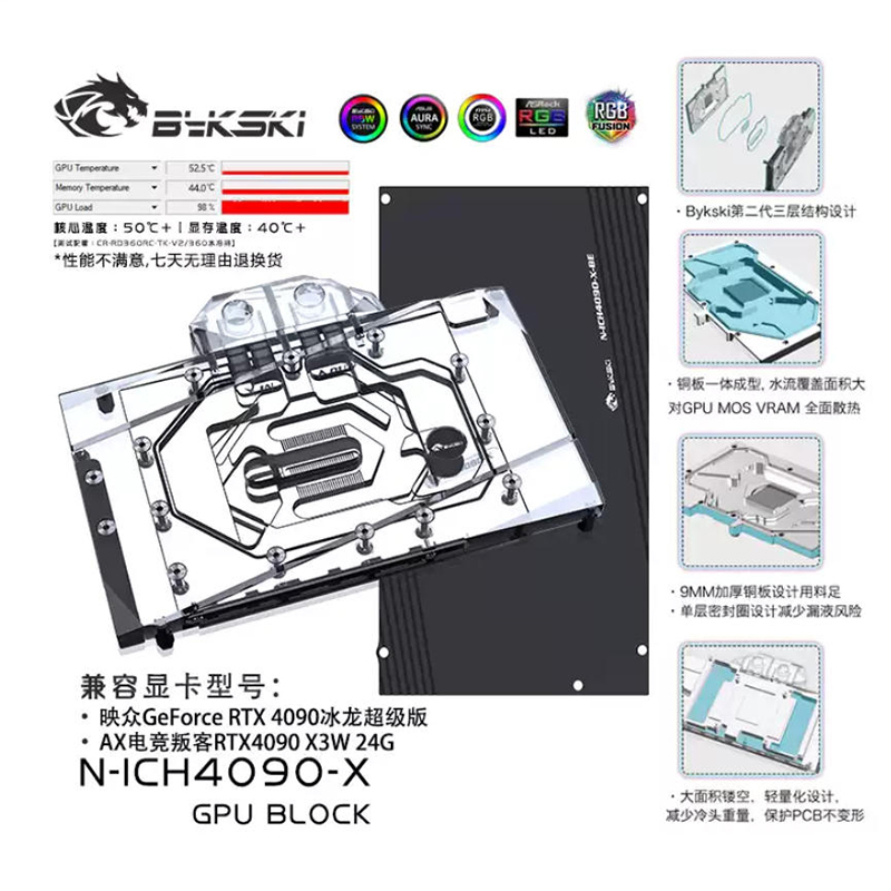 บีกสกี้ N-ICH4090-X GPU บล็อกน - Rtx 4090 Water Block บทวิจารณ์และราคา